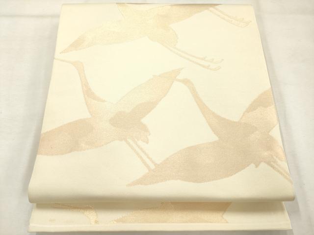 平和屋着物◎六通柄 本袋帯 飛鶴文 金糸 正絹 逸品 AABN0867ps