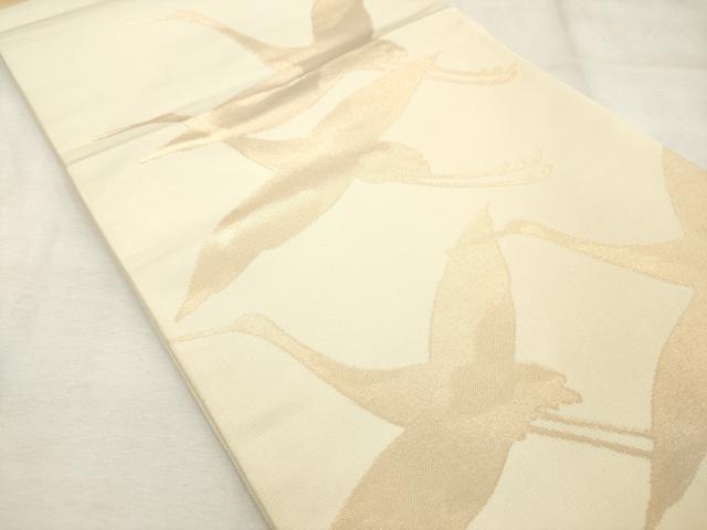 平和屋着物◎六通柄 本袋帯 飛鶴文 金糸 正絹 逸品 AABN0867ps