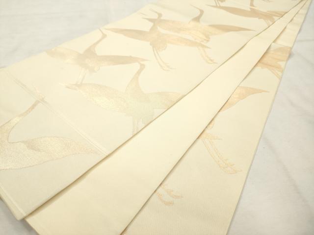 平和屋着物◎六通柄 本袋帯 飛鶴文 金糸 正絹 逸品 AABN0867ps
