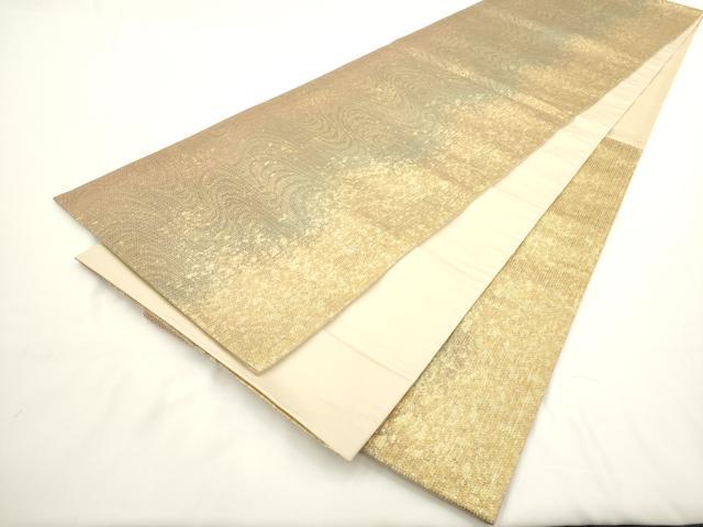 平和屋着物◎六通柄袋帯 流水霞文 金糸 正絹 逸品 AABN0887ps