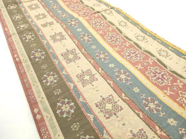 平和屋着物◎六通柄袋帯 花間道 金糸 正絹 逸品 未使用 AABN0890ps