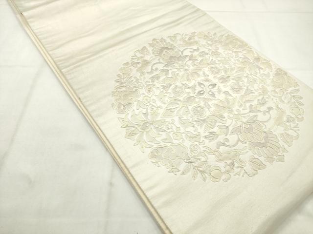 平和屋着物◎太鼓柄袋帯 総刺繍 駒刺繍 鳥獣花文 正絹 逸品 AABN0895ps