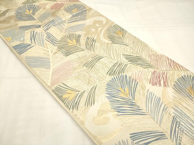 平和屋着物◎六通柄袋帯 唐織 松 金糸 正絹 逸品 AABN0904ps