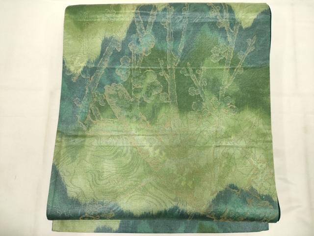 平和屋着物◎西陣 とみや織物織物謹製 全通柄袋帯 枝花文 金糸 正絹 逸品 AABN0911ps