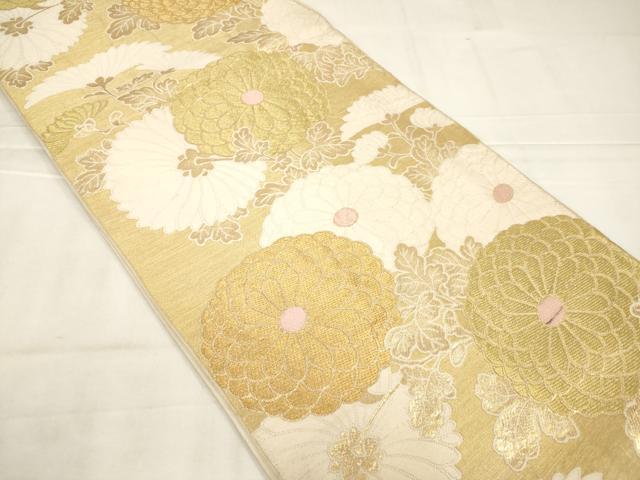 平和屋着物◎西陣 野々村織物謹製 六通柄袋帯 唐織 菊 金糸 正絹 逸品 AABN0912ps