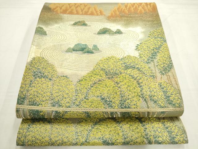 平和屋着物◎六通柄袋帯 石庭 金銀糸 正絹 逸品 AABN0922ps
