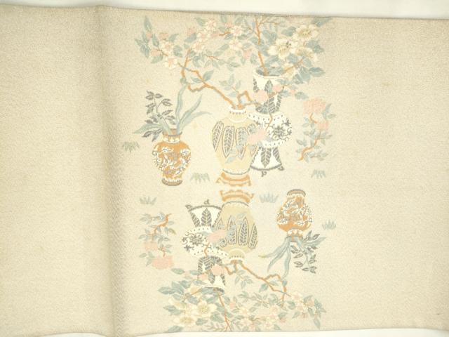 平和屋着物◎綴れ 太鼓柄袋帯 飾花文 金糸 正絹 逸品 AABN0934ps