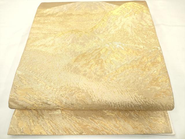 平和屋着物◎六通柄袋帯 遠山風景文 金糸 正絹 逸品 AABN0937ps