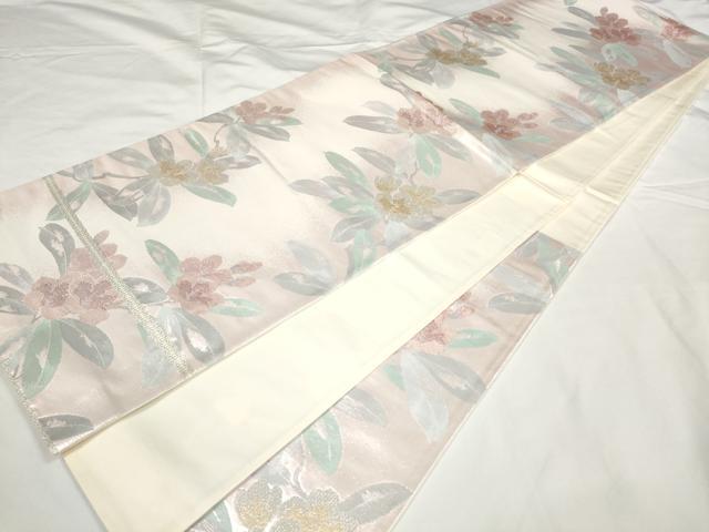 平和屋着物◎六通柄袋帯 作家物 枝花文 金銀糸 引箔 正絹 逸品 AABN1001bo