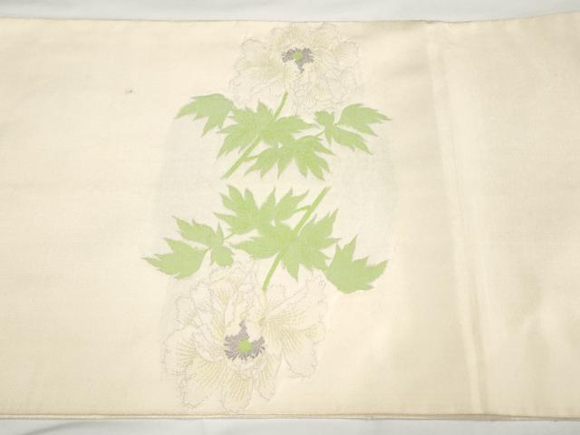 平和屋着物◎太鼓柄袋帯 牡丹文 正絹 逸品 AABN1003bo