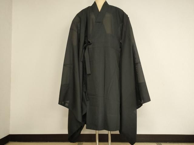 平和屋本店▼夏物 法衣 道服 直綴 絽 黒地 みそのや謹製 寺院 仏具 仏教 僧侶 神職 装束 AABN1126ja