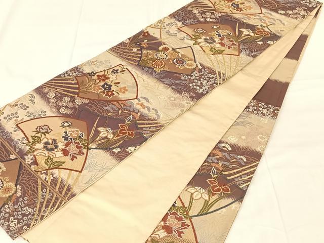 平和屋着物◎六通柄袋帯 唐織 嵯峨野 金糸 正絹 逸品 AABN1405dk