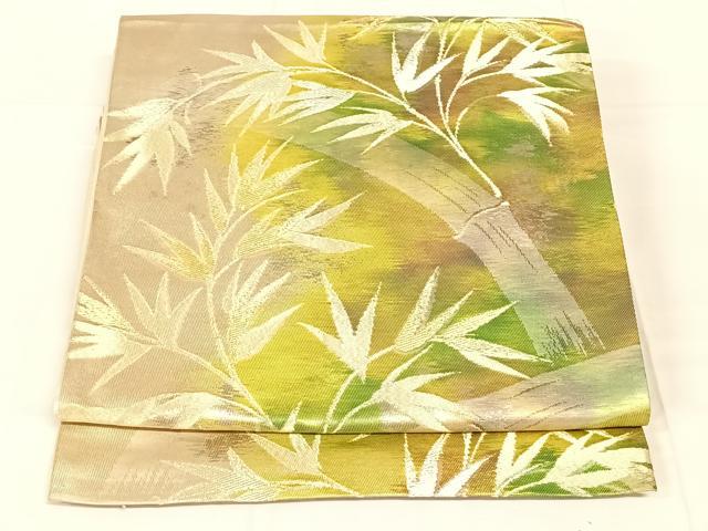 平和屋着物◎西陣 六通柄袋帯 笹竹文 金糸 引箔 正絹 逸品 AABN1411dk