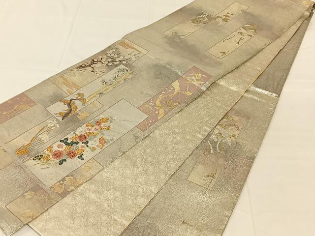 平和屋着物◎佐賀錦 六通柄袋帯 唐織 短冊花文 金銀糸 正絹 逸品 AABN1415dk