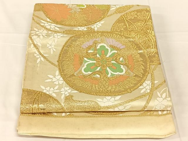 平和屋着物◎六通柄袋帯 花鼓文 金糸 正絹 逸品 AABN1427dk