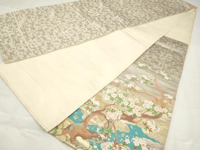 平和屋着物◎太鼓柄袋帯 唐織 流水枝花文 金糸 正絹 逸品 AABN1472ou