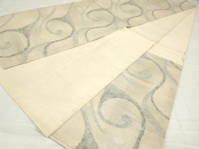 平和屋着物◎六通柄袋帯 唐草文 銀糸 正絹 逸品 AABN1478ou