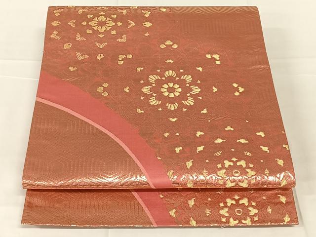 平和屋着物◎両面 六通柄袋帯 正倉院花文 金糸 正絹 逸品 AABN1500dk