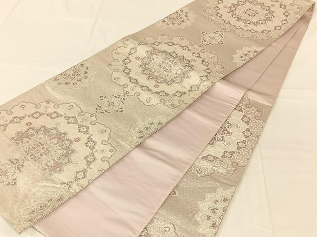 平和屋着物◎六通柄袋帯 慶長華文 銀糸 正絹 逸品 AABN1505dk