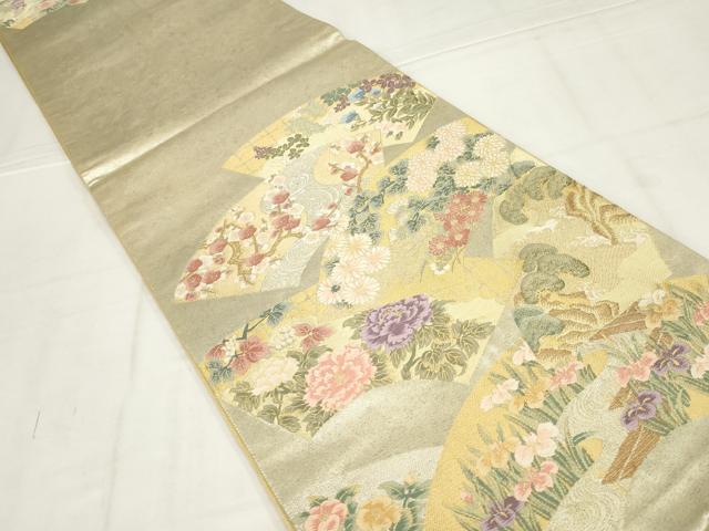 平和屋着物◎六通柄袋帯 唐織 地紙花文 金銀糸 正絹 逸品 AABN1525ou