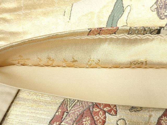 平和屋着物◎六通柄袋帯 人物風景文 金糸 正絹 逸品 AABN1531ou