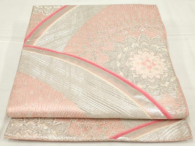 平和屋着物◎六通柄袋帯 唐織 更紗花文 銀糸 正絹 逸品 AABN1535ou
