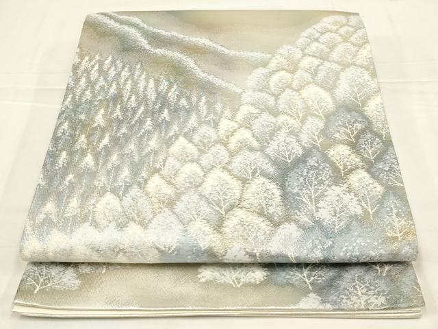 平和屋着物◎六通柄袋帯 奥嵯峨 銀糸 正絹 逸品 AABN1546ou