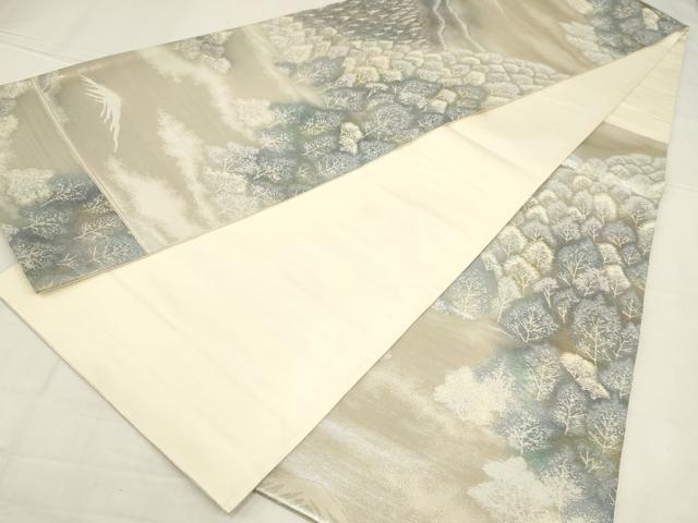 平和屋着物◎六通柄袋帯 奥嵯峨 銀糸 正絹 逸品 AABN1546ou