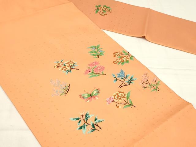 平和屋着物◎九寸名古屋帯 唐織 花蝶文 金糸 正絹 逸品 AABN1560ou