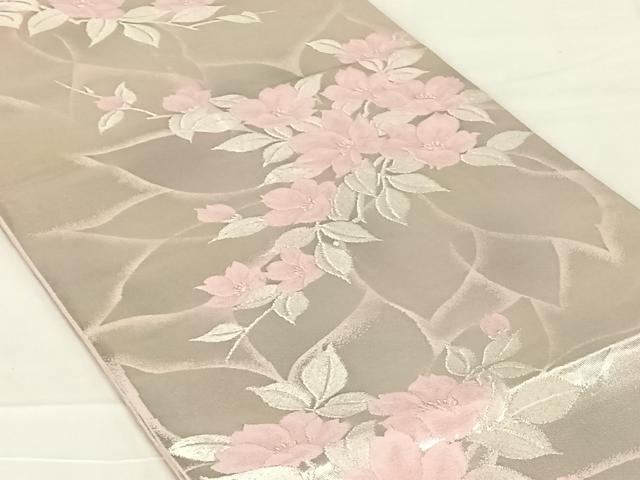 平和屋着物◎六通柄袋帯 枝花文 やまとオリジナル 銀糸 正絹 逸品 AABN1562dk
