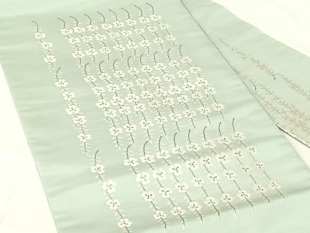 平和屋着物◎九寸名古屋帯 枝花文 金糸 正絹 逸品 AABN1578dk