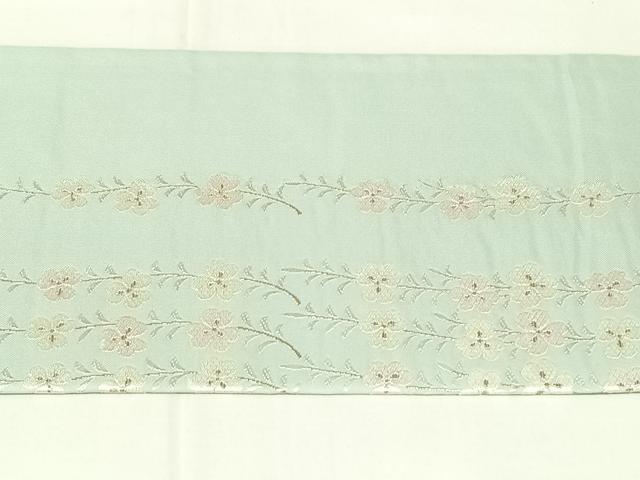 平和屋着物◎九寸名古屋帯 枝花文 金糸 正絹 逸品 AABN1578dk