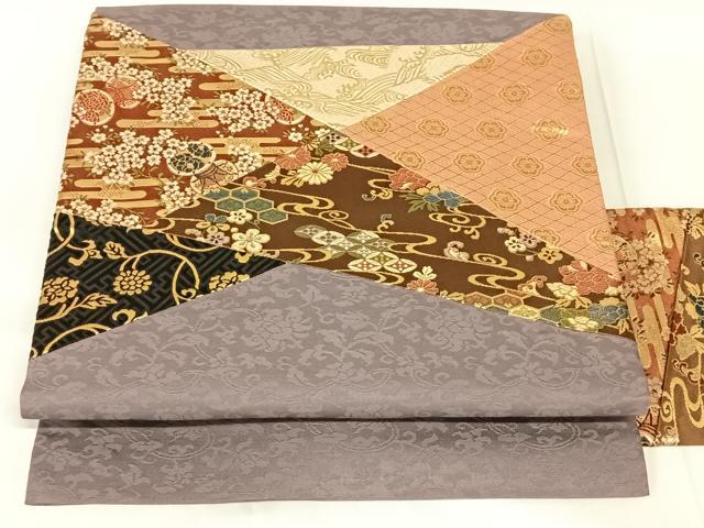 平和屋着物◎九寸名古屋帯 切嵌 金糸 正絹 逸品 AABN1579dk