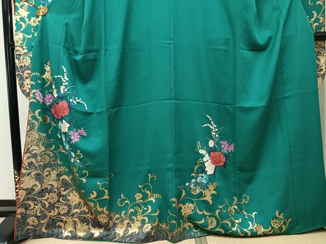 平和屋着物●豪華振袖 更紗花唐草文 金彩 正絹 逸品 AABN1606ph
