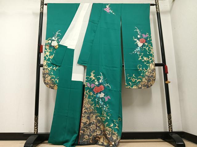 平和屋着物●豪華振袖 更紗花唐草文 金彩 正絹 逸品 AABN1606ph