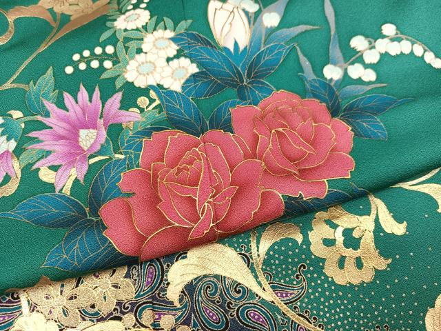 平和屋着物●豪華振袖 更紗花唐草文 金彩 正絹 逸品 AABN1606ph