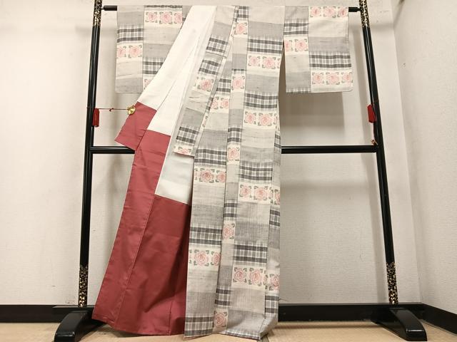 平和屋着物●上質な紬 花尽くし 正絹 逸品 未使用 AABN1611ph