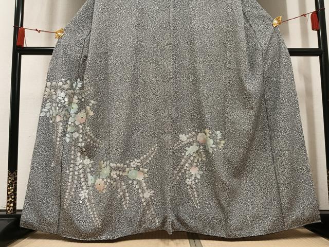 平和屋着物●訪問着 辻が花 螺鈿 たたき染め 黒地 金銀彩 正絹 逸品 AABN1619ph