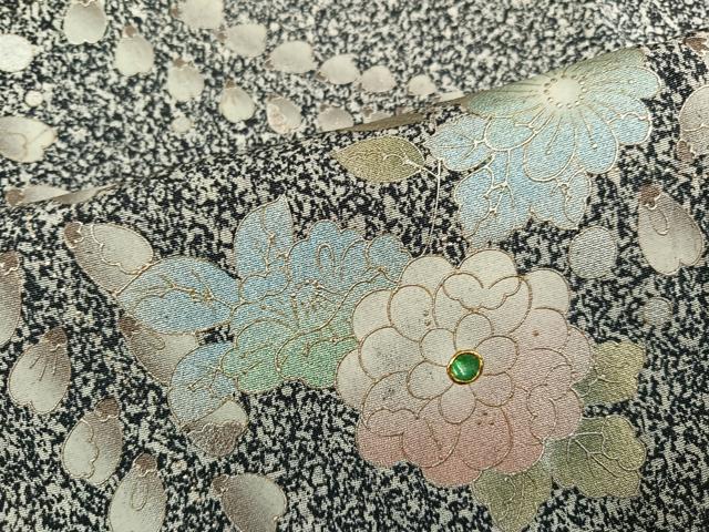 平和屋着物●訪問着 辻が花 螺鈿 たたき染め 黒地 金銀彩 正絹 逸品 AABN1619ph