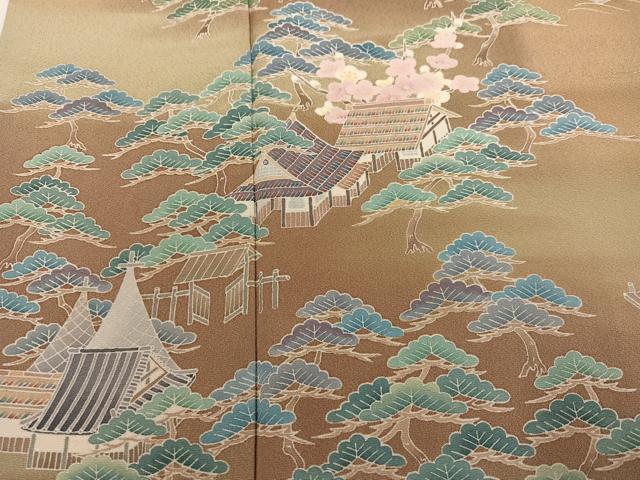 平和屋着物●訪問着 友禅 風景草花文 暈し染め 正絹 逸品 AABN1620ph