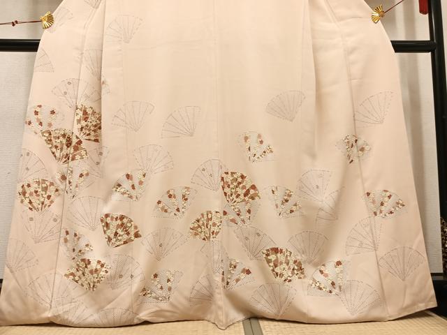 平和屋着物●銀座きしや 訪問着 駒刺繍 扇面花文 金彩 たとう紙付き 正絹 逸品 AABN1622ph