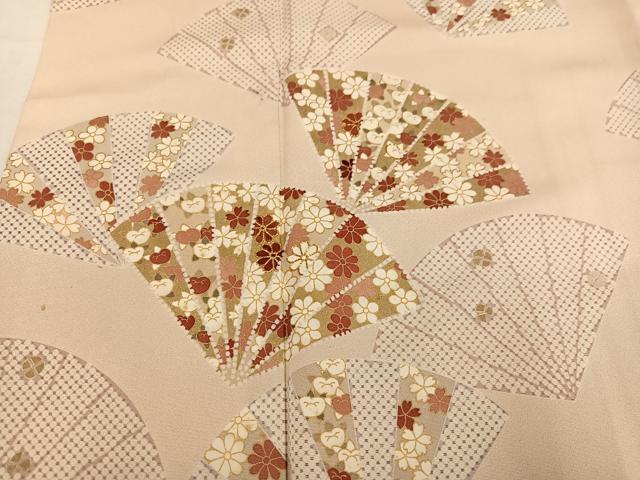 平和屋着物●銀座きしや 訪問着 駒刺繍 扇面花文 金彩 たとう紙付き 正絹 逸品 AABN1622ph