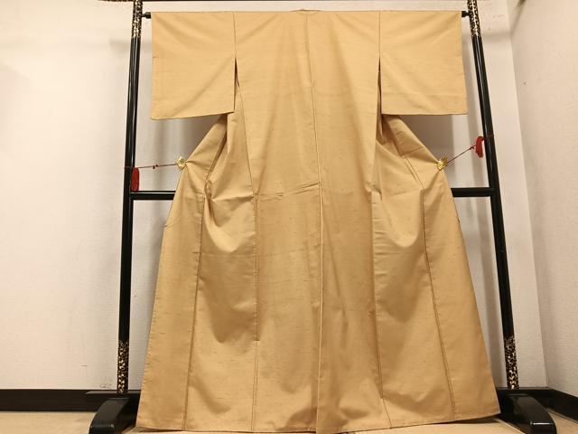 平和屋着物●上質な紬 色無地 枯色 正絹 逸品 AABN1625ph