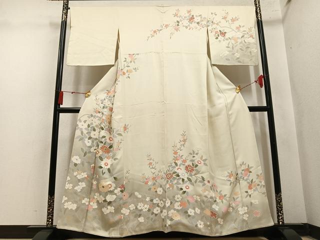 平和屋着物●訪問着 駒刺繍 枝花文 暈し染め 金彩 正絹 逸品 AABN1630ph
