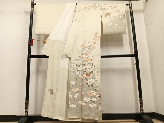 平和屋着物●訪問着 駒刺繍 枝花文 暈し染め 金彩 正絹 逸品 AABN1630ph