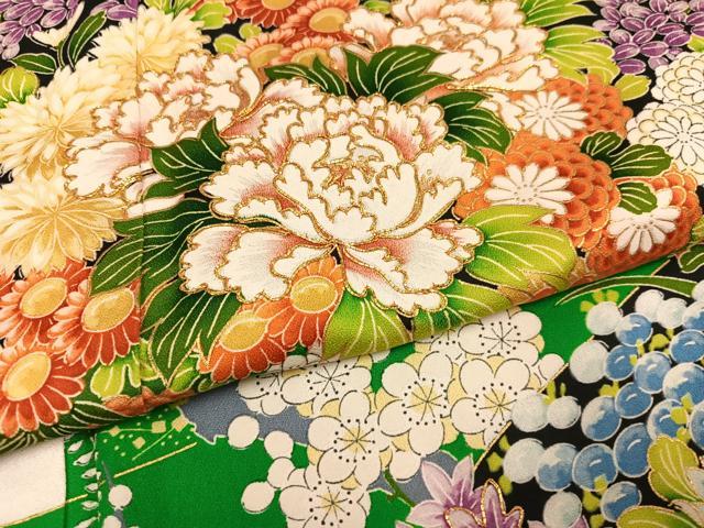 平和屋着物●豪華振袖 駒刺繍 草花文 金彩 正絹 逸品 AABN1635ph