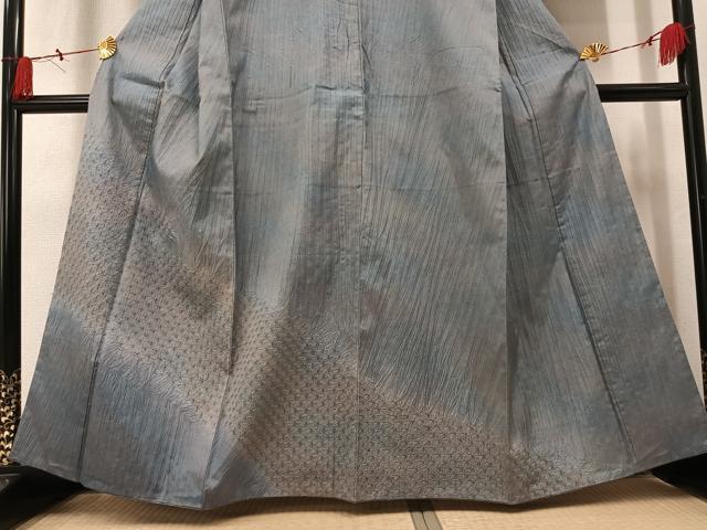平和屋着物●本場縞大島紬 染大島 訪問着 絞り 霞文 正絹 逸品 AABN1637ph