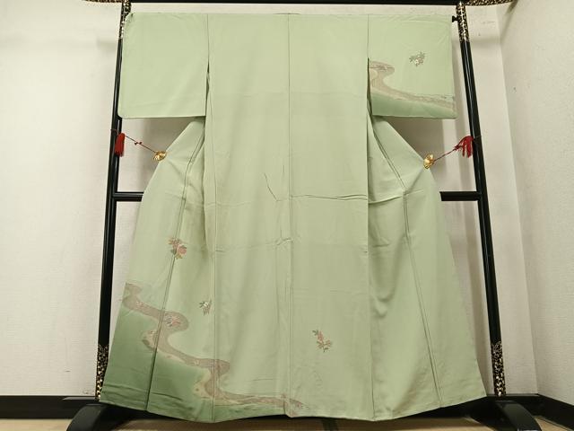 平和屋着物●中国三大刺繍 汕頭刺繍 スワトウ刺繍 訪問着 草花文 暈し染め 正絹 逸品 AABN1639ph