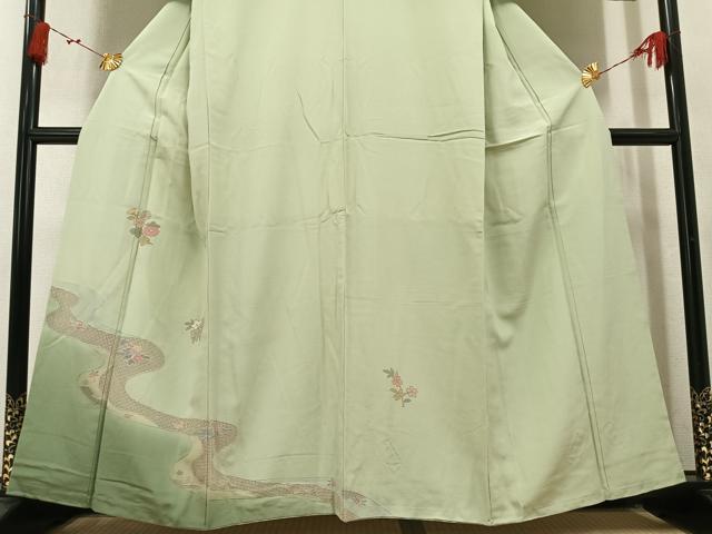 平和屋着物●中国三大刺繍 汕頭刺繍 スワトウ刺繍 訪問着 草花文 暈し染め 正絹 逸品 AABN1639ph