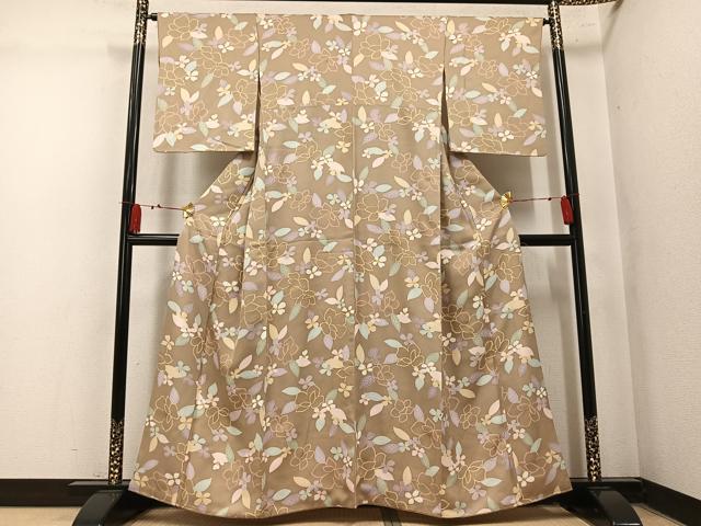 平和屋着物●上質な小紋 草花文 金彩 正絹 逸品 AABN1648ph
